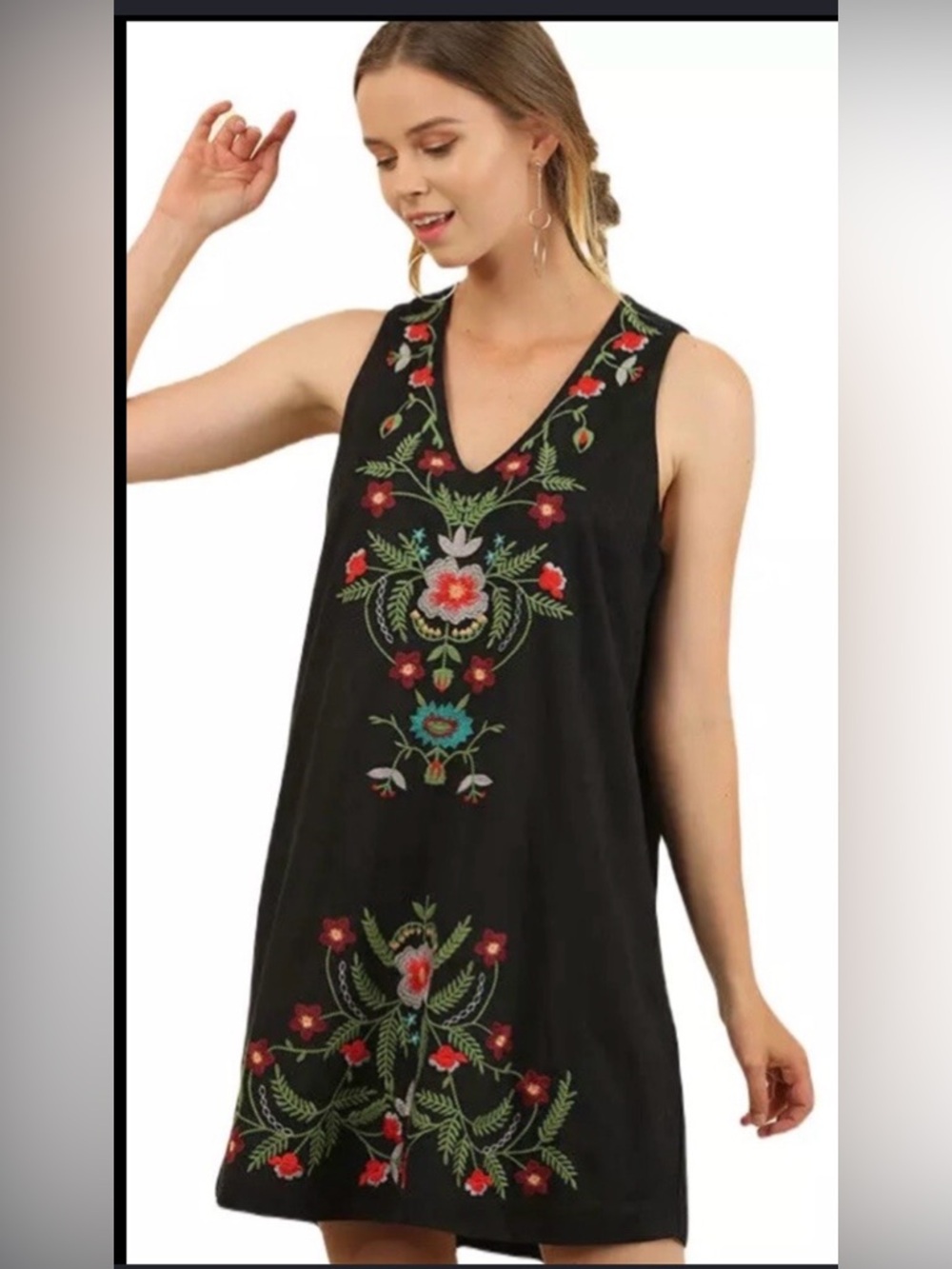 Umgee Embroidered Sleeveless Dress Medium